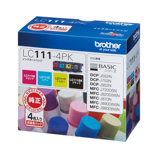 （まとめ） ブラザー BROTHER インクカートリッジ お徳用 4色 LC111-4PK 1箱（4個：各色1個） 【×3セット】 インクカートリッジ