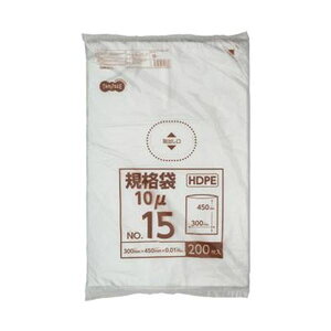 (まとめ)TANOSEE HDPE規格袋 紐なし15号 ヨコ300×タテ450×厚み0.01mm 1パック(200枚)【×20セット】