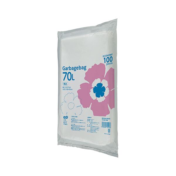 TANOSEE ゴミ袋エコノミー乳白半透明 70L 1セット（500枚：100枚×5パック）：サイバーベイ