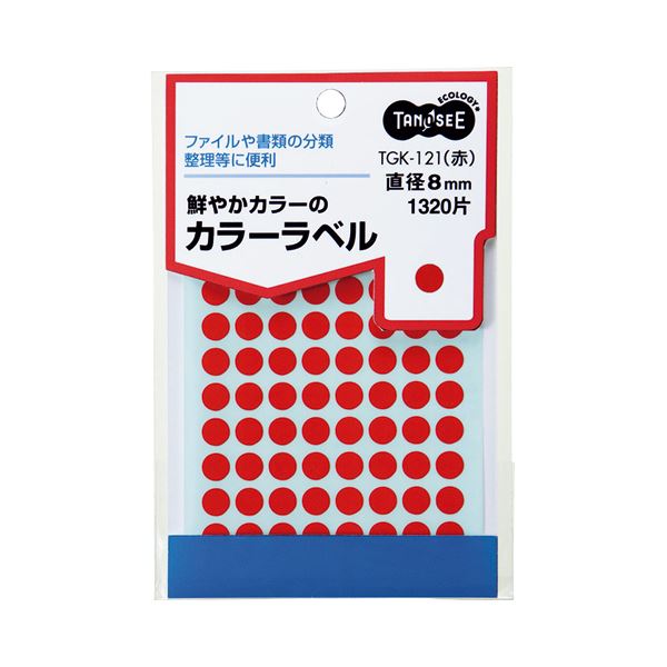 (まとめ) TANOSEE カラー丸ラベル 直径8mm 赤 1パック（1320片：88片×15シート） 【×50セット】：サイバーベイ