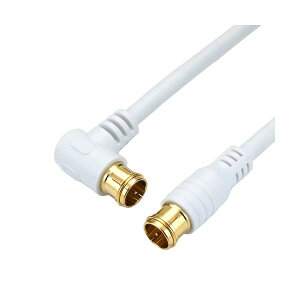 (まとめ)HORIC アンテナケーブル 1m ホワイト 両側F型差込式コネクタ L字/ストレートタイプ HAT10-047LPWH【×5セット】