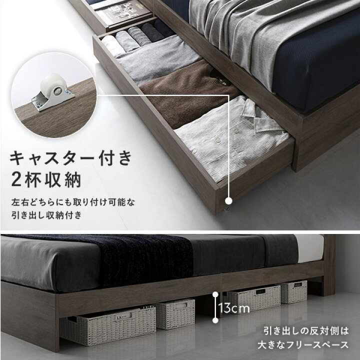 楽天市場】【スーパーSALE限定価格】ベットダブル 収納付きベット 