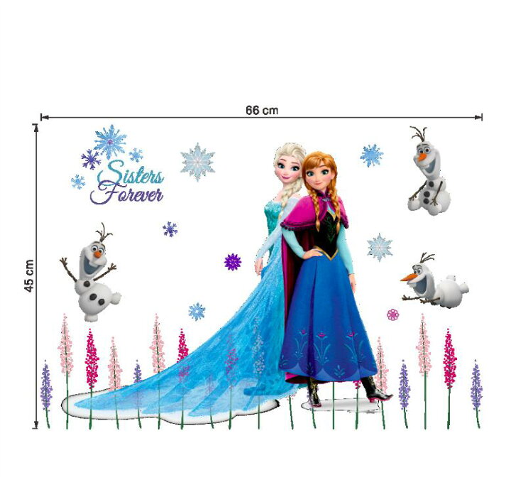 楽天市場 Disney Frozen ディズニー プリンセス アナと雪の女王 アナ エルサ ウォールステッカー ウォール ステッカー ポスター シール 北欧 激安 貼って はがせる 壁紙 壁シール 子供部屋 キャラクター T004f Cyber Gate 楽天市場店
