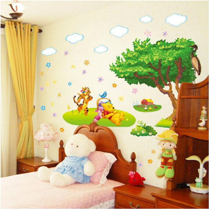 楽天市場 プーさんのお昼寝 Disney ディズニー ウォールステッカー ウォール ステッカー ポスター シール 北欧 激安 貼って はがせる 壁紙 壁シール 子供部屋 Cg Cyber Gate 楽天市場店