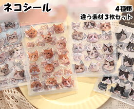 選べる4種 3D 立体シール かわいい 猫シール ぷくぷく PVC PET 透明 3枚セット スケジュール帳 手帳用おしゃれ 子供 学生 子ども会 ビンテージ ぴかぴかレトロ デコ シール 景品 母の日 ぷっくりシール 3Dステッカー Cyberplugs