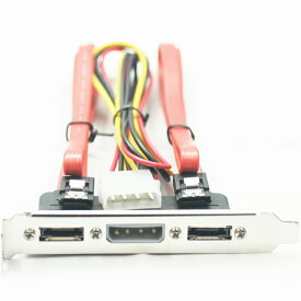 PCI SATA - eSATA 変換ケーブル（2ポート対応）PCIブラケット用 ラッチ付 電源ポート付き Cyberplugs
