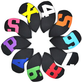 Greenie (グリーニー) ゴルフ アイアンカバー ヘッドカバー ネオプレーン 10点 セット アイアン Golf フェースカバー ドライバー フェアウェイウッド ユーティリティー ウェッジ パター ゴルフカバー クラブケース GR-2204-03