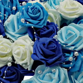 【送料無料】 造花 花部分 バラ パールシャワー セット ブライダル パーティー 装飾 (ブルーミックス)