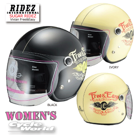 ☆【RIDEZ】「Vivian Free&Easy」 《レディース》ヘルメット　SUGAR RIDEZ ヴィヴィアン　フリー＆イージー　ライズ　ジェットヘルメット　シールド付【バイク用品】