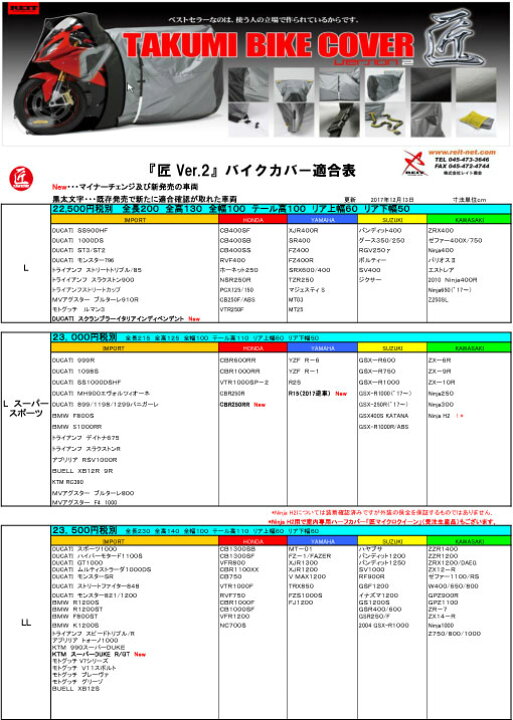 楽天市場】☆【REIT】［LLトップボックス］最高級バイクカバー「匠2 