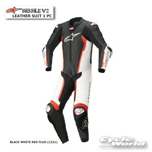 KiyALPINESTARSzMISSILE V2 LEATHER SUIT 1 PCs3150122@BLACK WHITE RED FLUO (1231) t@U[X[c@[VOX[c@ApCX^[Y C^A 񂹁yoCNpiz