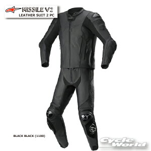 KiyALPINESTARSzMISSILE V2 LEATHER SUIT 2 PCs3160122@BLACK BLACK (1100)t@2s[X@ZbgAbv@㉺Zbg@U[X[c@[VOX[c@ApCX^[Y C^A 񂹁yoC