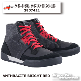 ☆正規品【ALPINESTARS】AS-DSL AKIO SHOE　ブーツ　《2857421》ANTHRACITE BRIGHT RED (1433)　アルパインスターズ　 岡田商事 シューズ　【バイク用品】