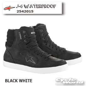 ☆正規品【ALPINESTARS】J-6 WATERPROOF《2542015》BLACK WHITE(12)　イタリア取り寄せアルパインスターズ　シューズ　スニーカー　ライディングシューズ　バイクブーツ　ストリート　防水【バイク用品】