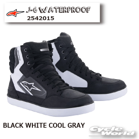 ☆正規品【ALPINESTARS】J-6 WATERPROOF《2542015》BLACK WHITE COOL GRAY(1531)　イタリア取り寄せアルパインスターズ　シューズ　スニーカー　ライディングシューズ　バイクブーツ　ストリート　防水【バイク用品】