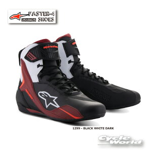 ☆【あす楽対応】正規品 FASTER-4 SHOES 《1299 - BLACK WHITE DARK RED》【ALPINESTARS】アルパインスターズ イタリア取り寄せ イタリア 直輸入 ファスター4 靴 ライディングシューズ  2510425【バイク用