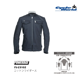 ☆【◇在庫処分特価!!!】【POWERAGE】PJ-23102 コットンライダース ネイビーパワーエイジ 3シーズン ベンチレーション ストレッチバイクウェア 【2023SS】【バイク用品】