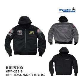 ☆【◇在庫処分特価!!!】【HOUSTON】HTVA-2321S MA-1 BLACK KNIGHTS M/C JACヒューストン 春夏用バイクジャケット メッシュジャケット【2024SS】 【バイク用品】