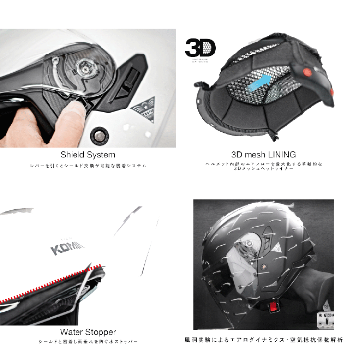 KOMINE HK-172　ジェットヘルメット グレー　インナーシールド付き コミネ HK-172 FL コンポジット FRP ジェットヘルメット + KK