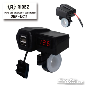 KiyRIDEZzDEF DUAL USB CHARGER + VOLTMETER DEF-UC1@@ USB|[g@USB[d@12Vp@dv@c[O @CYyoCNpiz