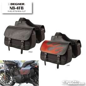 ☆【DEGNER】NB-4FB ナイロンサドルバッグ ファイア NYLON SADDLEBAG FIRE アメリカン 本革 ファイアーパターン ファイヤーパターン 炎 サイドバッグ デグナー かっこいい【バイク用品】