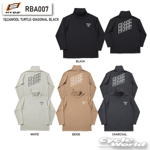 ☆【HYOD】RBA007 TECHWOOL TURTLE・DIAGONAL BLACK ウール素材 日本製 MADE IN JAPAN タートルネック ロングスリーブ 長袖 ヒョウドウプロダクツ【バイク用品】
