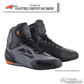 ☆正規品【ALPINESTARS】FASTER-3 DRYSTAR SHOES《1244 BLACK COOL GREY ORANGE FLUO》 ドライスター　防水　オンロードブーツ　ショートブーツライディングシューズ　アルパインスターズ 2540719　岡田商事【バイク用品】