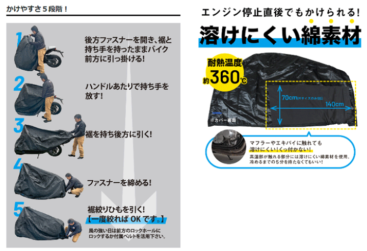 楽天市場】☆【谷尾商会】らくかけ極 ブラックバイクカバー《Lサイズ 