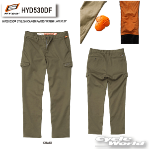 ���yHYOD�zHYD530DF�@HYOD D3O? STYLISH CARGO PANTS�@ �gWARM LAYERED�h�sKHAKI�t�@�G�@�v���e�N�^�[�@�q���E�h�E�v���_�N�c �y�o�C�N�p�i�z