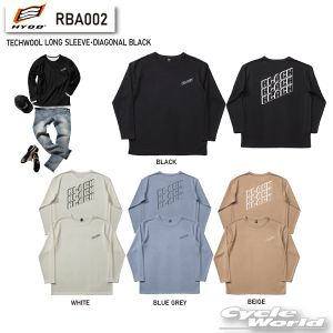 ���yHYOD�zRBA002�@TECHWOOL LONG SLEEVE�EDIAGONAL BLACK�@�E�[���f�ށ@���{���@MADE IN JAPAN�@�����O�X���[�u�@�����@T�V���c�@�q���E�h�E�v���_�N�c�y�o�C�N�p�i�z