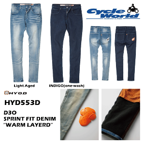 ���y���݌Ɍ���!!!�z�yHYOD�zHYD553D HYOD D30 SPRINT FIT DENIM'WARM LAYERD' INDIGO(one-wash) / Light Aged�q���E�h�E �X�|�[�c�f�j�� �h�� �~�p �E�C���^�[�o�C�N�E�F�A�@�f�j�� �y�o�C�N�p�i�z