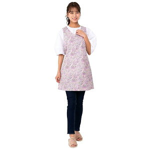 LIBERTY リバティ 花柄 かわいい エプロン オシャレ 撥水加工 ポケット付き 北欧風 後ろ結び背付き キッチン 保育園 レディース 70554002 70554002-パープル50 FREE