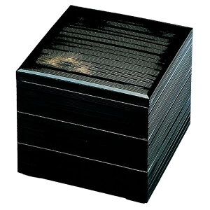J-kitchens 重箱 3段 8.5寸 千筋 お重箱 黒 松笠 25.6cm x 25.6cm x 16.6cm 日本製