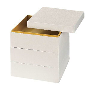 J-kitchens 重箱 3段 紙 6.5寸 紙 お重箱 ホワイト内金 20.0cm x 20.0cm x 20.0cm 日本製