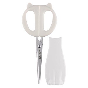 KAI ねこ の キッチン ハサミ Nyammy ウォーム グレー マグネット 収納 ケース 付 日本製 DH2739