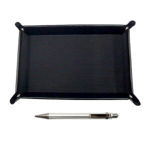 日本製シボ牛革ペントレイ黒 オール金属頑強ストレートノックボールペンセット TRASB-M11B