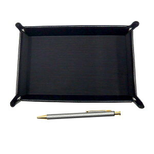 日本製シボ牛革ペントレイ黒 NQ26 オール金属リザード塗装 ノック式ボールペンセット グレー TRASB-NQ26B-H