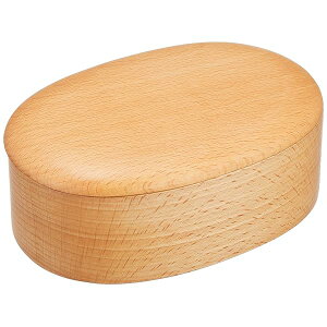 弁当箱 木目 14×9.5×5.5cm ブナ くりぬき 小判弁当 小 905103