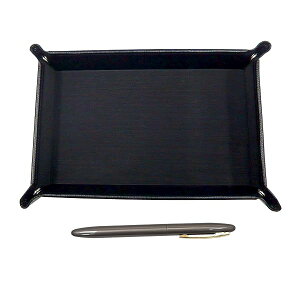 日本製シボ牛革ペントレイ黒 ブラスダカーポ・クリップ付 ボールペンセット グレー軸 TRASB-TK11-H