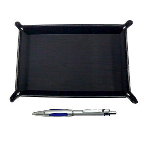 日本製シボ牛革ペントレイ黒 メタルスコーピィオン・ショッキングボールペンセット 銀 TRASB-B989A-S