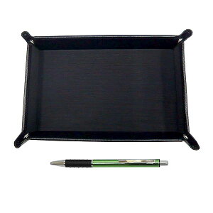 日本製シボ牛革ペントレイ黒 メタル&ピッチグリップボールペンセット 緑 TRASB-WZ2067BP-G