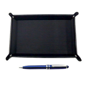 日本製シボ牛革ペントレイ黒 ミッドナイト回転ボールペンセット 青 TRASB-SA2002BP-L