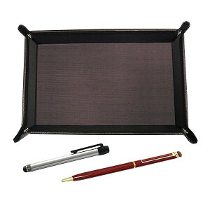 シボチョコカラー牛革ペントレイ メタルタッチ棒銀とエポキシ回転ボールペンセット 赤 TRATYO-ALST-WD002-R