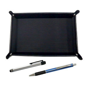 日本製シボ牛革ペントレイ黒 メタルタッチ棒銀とメタル&ピッチグリップボールペンセット 青 TRASB-ALST-WZ2067BP-L