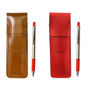 スリム牛革ペンケース赤茶セット FB325アルミストレートノックボールペン 赤 ASCR-FB325-R