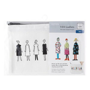 LECIEN Embroidery kit 100 Ladies Pre-sewn Zipper Pouch-White (with English instruction) No.592315 Size 5"× 7 1/2"