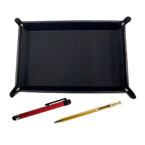 日本製シボ牛革ペントレイ黒 メタルタッチ棒赤とスリム60ボールペンゴールドセット TRASB-ALR-SV60KBP