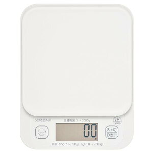 電機 キッチンスケール クッキングスケール デジタルはかり デジタル計り 料理用はかり 2kg計 ご飯カロリーボタン付き ホワイト COK-S207-W 08-1200
