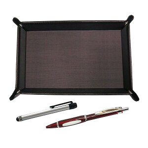 シボチョコカラー牛革ペントレイ メタルタッチ棒銀とメタルスコーピィオン・ショッキングボールペンセット 赤 TRATYO-ALST-B989A-R