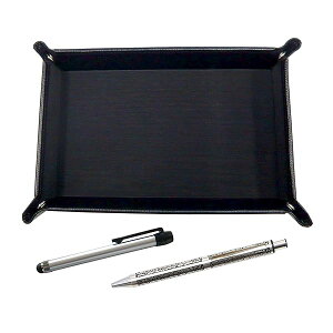 日本製シボ牛革ペントレイ黒 メタルタッチ棒銀とNQ30太軸金属ストレートノック ボールペンセット ブドウ TRASB-ALST-NQ30B-V